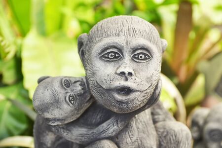 close up face of monkey statueの写真素材