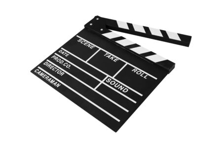 clapperboard isolated on white backgroundの写真素材