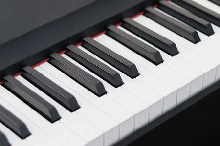 close-up keys of electric piano keyboardの写真素材