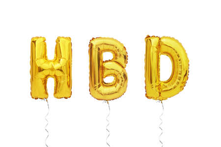 happy birthday balloon font isolated on white backgroundの写真素材