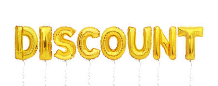 discount balloon font isolated on white backgroundの写真素材