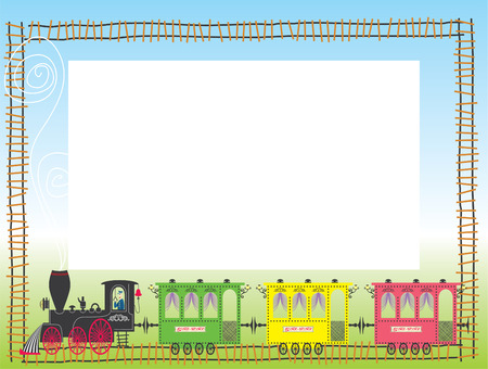 Child framework with train. Vector illustrationのイラスト素材