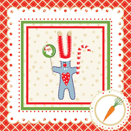 Christmas frame with hareのイラスト素材