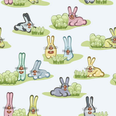 Seamless wallpaper with hares.   illustrationのイラスト素材
