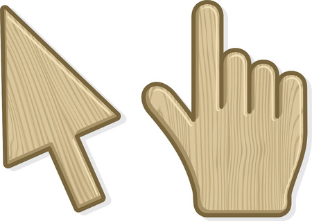 Two wooden cursors. Vector illustrationのイラスト素材