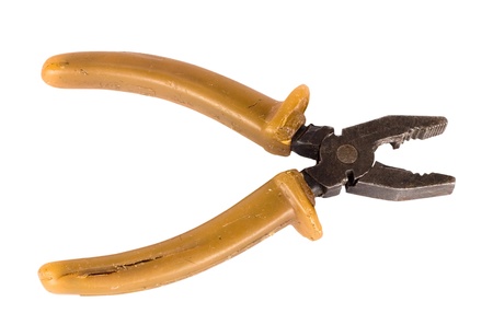 old pliers isolated on whiteの写真素材