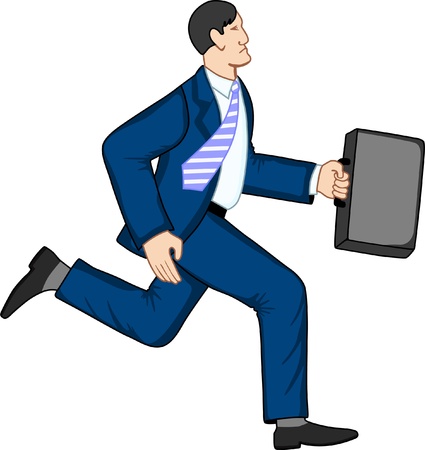 Running businessman with briefcaseのイラスト素材