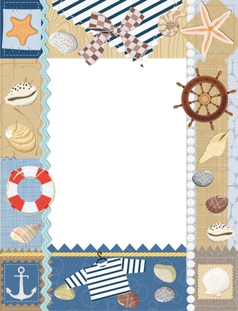 Marine photo frame. Vector illustrationのイラスト素材