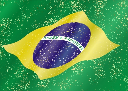 Brazilian grunge flag. Grunge effect can be cleaned easily.のイラスト素材