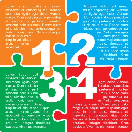 Puzzle with numbers and place for your text colors background. のイラスト素材