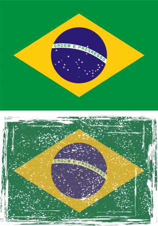 Brazilian grunge flag. Grunge effect can be cleaned easily. のイラスト素材