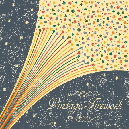 Abstract festive fireworks grunge background. Grunge effect can be cleaned easilyのイラスト素材