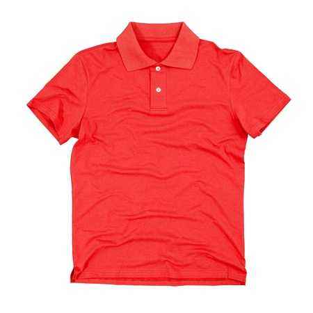 Photograph of blank polo t-shirt isolated on white background. の写真素材