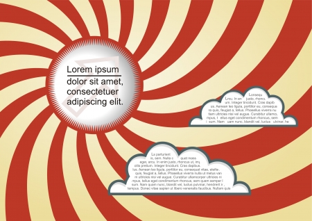 Sun and clouds background with place for your text. Vector illustrationのイラスト素材
