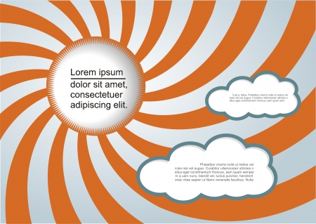 Sun and clouds background with place for your text. Vector illustrationのイラスト素材