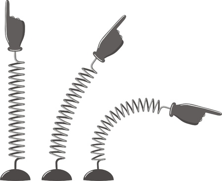 Hands with pointing finger on springs. Vector illustrationのイラスト素材
