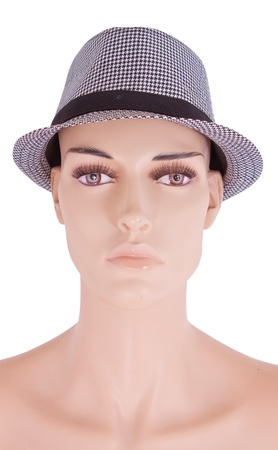 Girl mannequins in hat isolated on white background. Clipping paths included. の写真素材