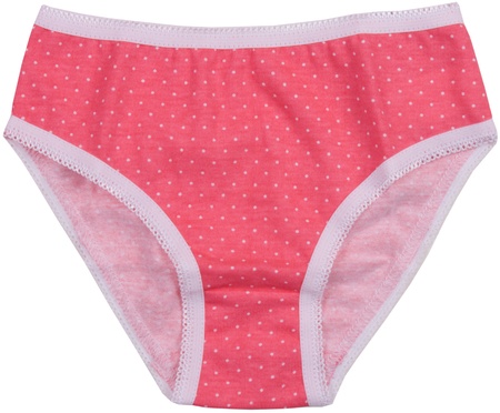 Elegant polka-dot panties isolated on white backgroundの写真素材