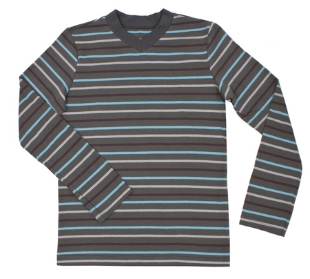 Striped sweater for children on a white backgroundの写真素材