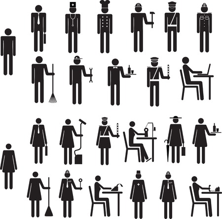 Set of icons of figure silhouette people job occupation. Vector illustrationのイラスト素材