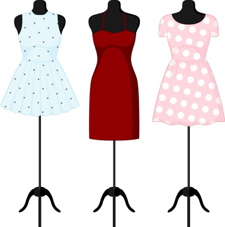 Different dresses on a mannequin. Vector illustrationのイラスト素材
