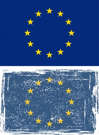 European Union grunge flag. Vector illustration.のイラスト素材