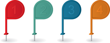 Pin pointer with numbers in different colors. Vector illustrationのイラスト素材