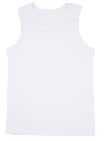 Sleeveless unisex shirt isolated on white の写真素材