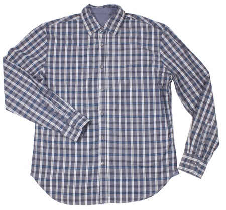 Checkered shirt isolated on white .の写真素材