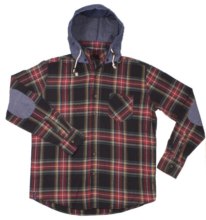 Checkered hoodie shirt isolated on white .の写真素材