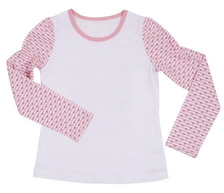 Children's girls shirt isolated on white.の写真素材