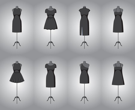 Set of woman little black dresses. illustrationのイラスト素材