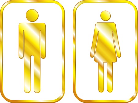 Man and Woman restroom golden signs. のイラスト素材