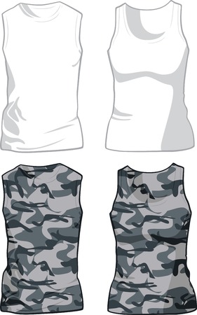 White and Military Shirts front view template  illustrationのイラスト素材