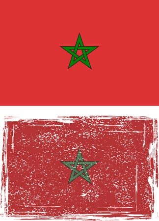 Moroccan grunge flag illustration  Grunge effect can be cleaned easily のイラスト素材