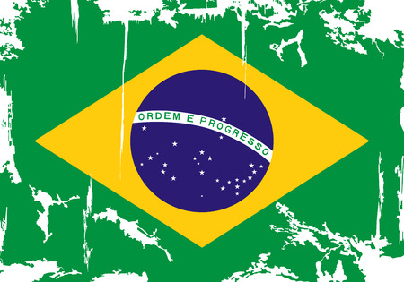Brazilian grunge flag. Vector illustration. Grunge effect can be cleaned easily.のイラスト素材