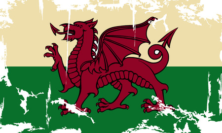 Wales grunge flag. Vector illustration. Grunge effect can be cleaned easily.のイラスト素材