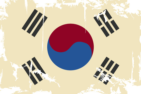 South Korean grunge flag  Vector illustration  Grunge effect can be cleaned easily のイラスト素材