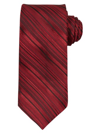 Red striped necktie isolated on a white background.の写真素材