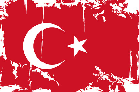 Turkish grunge flag. Vector illustration. Grunge effect can be cleaned easily.のイラスト素材