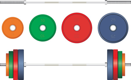 Multicolor barbell on white background. Vector illustrationのイラスト素材