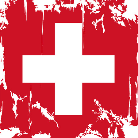 Swiss grunge flag. Vector illustration. Grunge effect can be cleaned easily.のイラスト素材