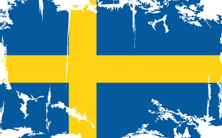 Swedish grunge flag. Vector illustration. Grunge effect can be cleaned easily.のイラスト素材