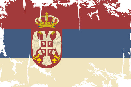 Serbian grunge flag. Vector illustration. Grunge effect can be cleaned easily.のイラスト素材