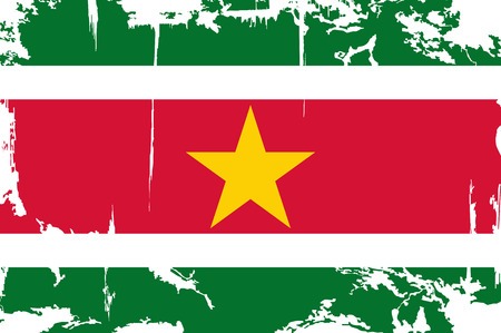 Surinam grunge flag. Vector illustration. Grunge effect can be cleaned easily.のイラスト素材