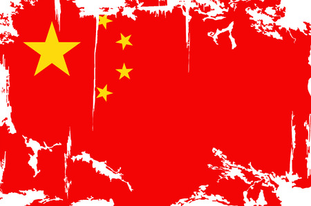 Chinese grunge flag. Vector illustration. Grunge effect can be cleaned easily.のイラスト素材