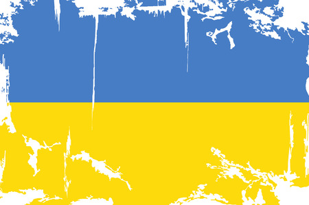 Ukrainian grunge flag. Vector illustration. Grunge effect can be cleaned easily.のイラスト素材