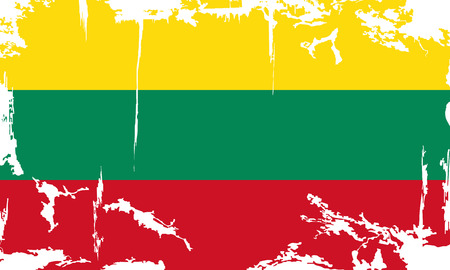 Lithuanian grunge flag. Vector illustration. Grunge effect can be cleaned easily.のイラスト素材