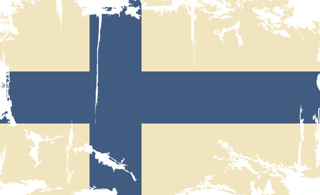 Finnish grunge flag. Vector illustration. Grunge effect can be cleaned easily.のイラスト素材