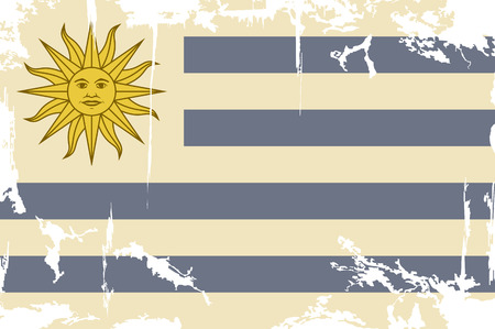 Uruguayan grunge flag. Vector illustration. Grunge effect can be cleaned easily.のイラスト素材